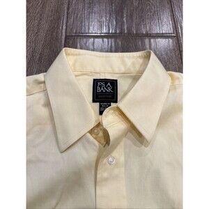 Jos A‎ Banks Travelers Long Sleeve Dress Shirt Butter Yellow Size 16.5/33 EUC